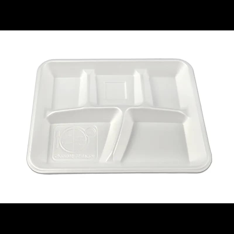 Enviroware Cafeteria & School Lunch Tray 10.38X8.31X1.16 IN 5 Compartment PS White 500/Case