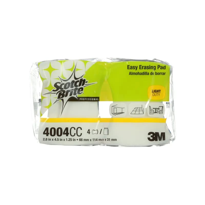 Scotch-Brite™ 4004CC Erasing Pad 4.5X2.8 IN Light Duty Polymeric Foam Bow Easy Non-Scratch 4 Count/Pack 3 Packs/Case