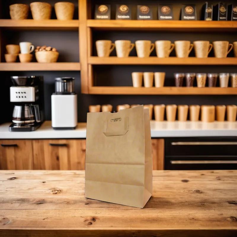 Grocery Shopper Bag Large (LG) 1/6 BBL 12X7X17 IN 10 LB Paper Kraft Natural With Handle 300/Bale