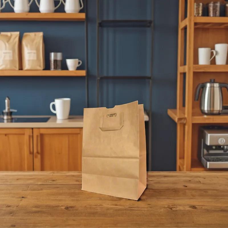 Grocery Shopper Bag Large (LG) 1/6 BBL 12X7X17 IN 10 LB Paper Kraft Natural With Handle 300/Bale