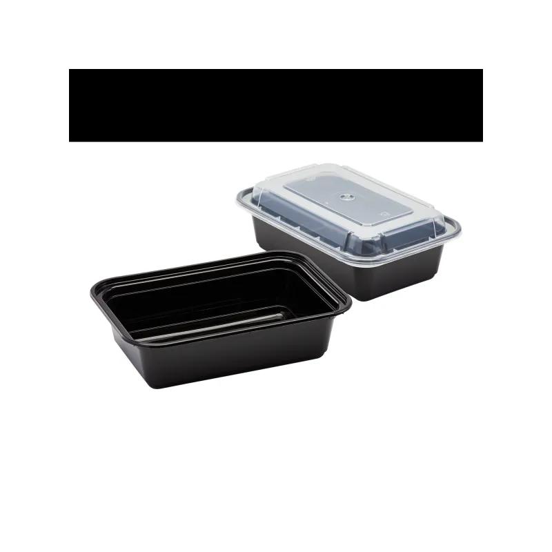 Karat® Take-Out Container Base & Lid Combo 24 OZ Plastic Black Rectangle Microwave Safe 150/Case