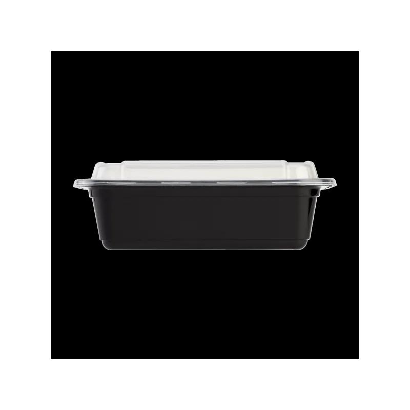 Karat® Take-Out Container Base & Lid Combo 24 OZ Plastic Black Rectangle Microwave Safe 150/Case