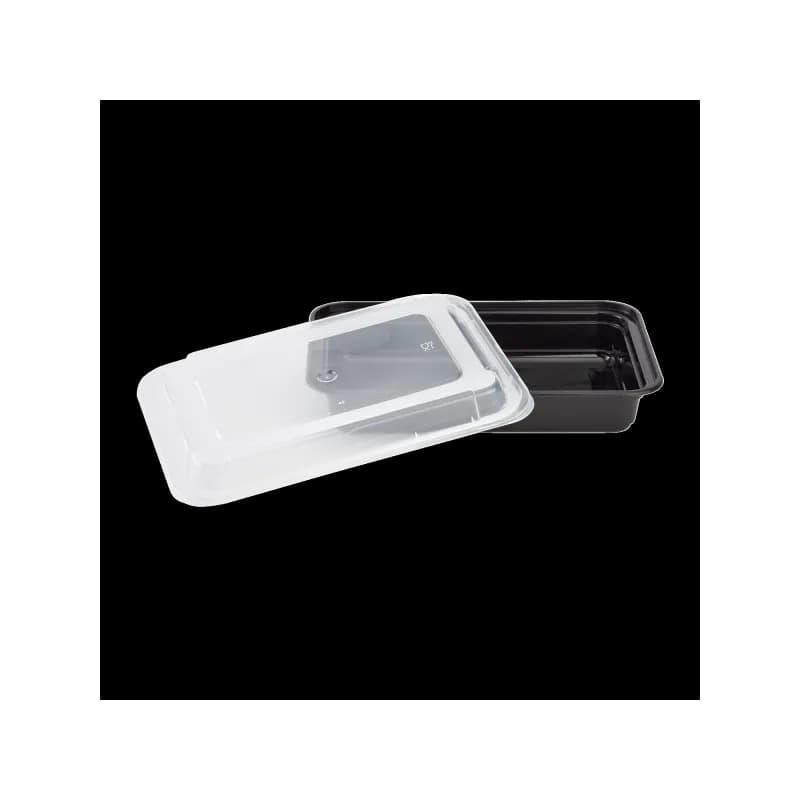 Karat® Take-Out Container Base & Lid Combo 28 OZ Plastic Black Rectangle Microwave Safe 150/Case