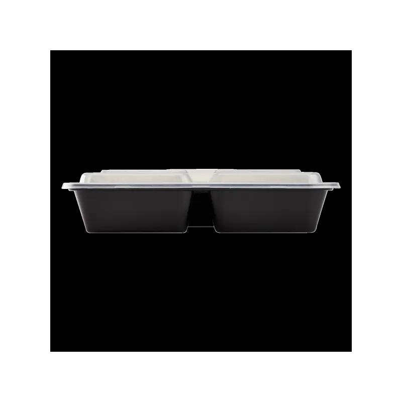Karat® 32 OZ 3 Compartment PP Black Rectangle Microwave Safe 150/Case