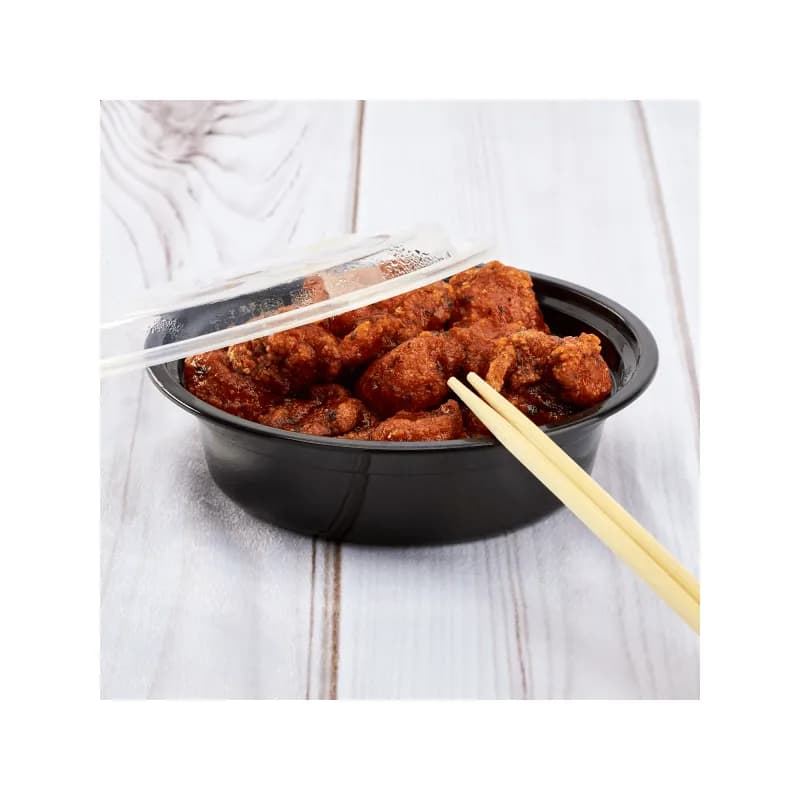 Karat® Take-Out Container Base & Lid Combo 16 OZ Black Round Microwave Safe 150/Case