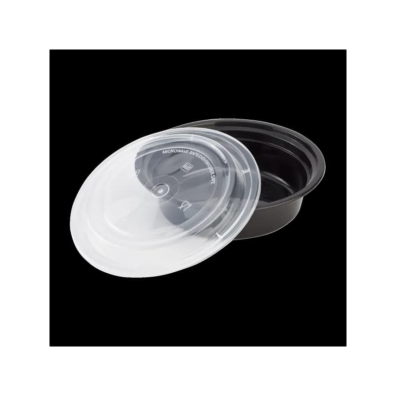 Karat® Take-Out Container Base & Lid Combo 16 OZ Black Round Microwave Safe 150/Case