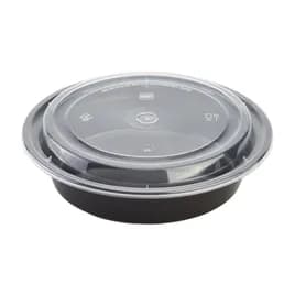 Karat® Take-Out Container Base & Lid Combo 24 OZ PP Black Round Microwave Safe 150/Case