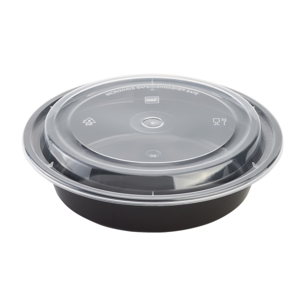 Karat® Take-Out Container Base & Lid Combo 24 OZ PP Black Round Microwave Safe 150/Case