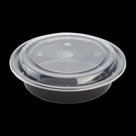 Karat® Take-Out Container Base & Lid Combo 24 OZ PP Black Round Microwave Safe 150/Case