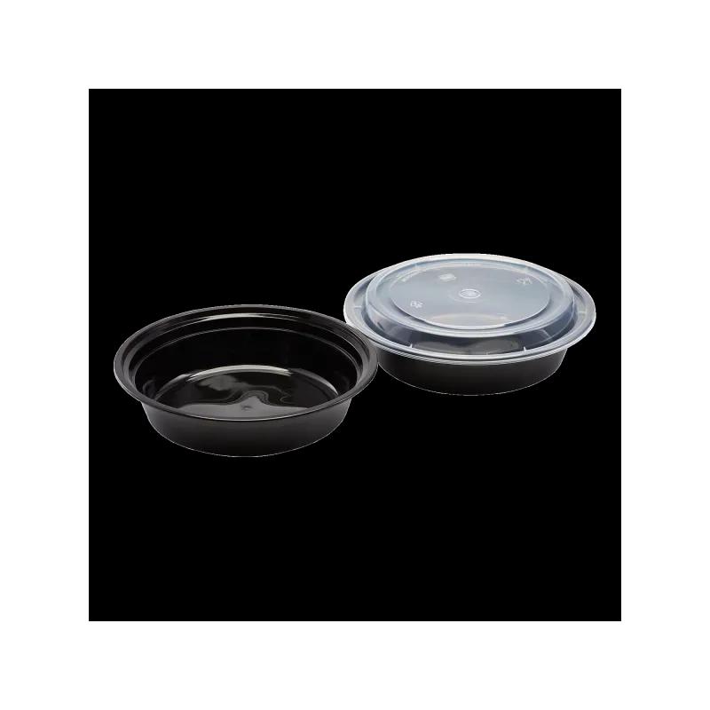Karat® Take-Out Container Base & Lid Combo 24 OZ PP Black Round Microwave Safe 150/Case