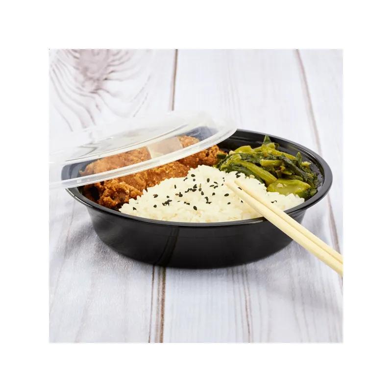 Karat® Take-Out Container Base & Lid Combo 24 OZ PP Black Round Microwave Safe 150/Case