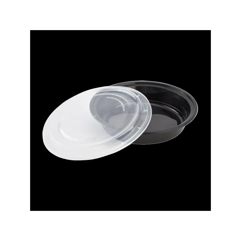Karat® Take-Out Container Base & Lid Combo 48 OZ Black Round Microwave Safe 150/Case