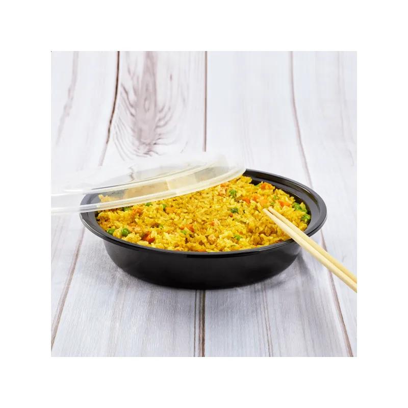 Karat® Take-Out Container Base & Lid Combo 48 OZ Black Round Microwave Safe 150/Case