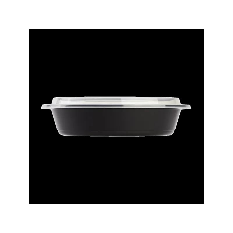 Karat® Take-Out Container Base & Lid Combo 48 OZ Black Round Microwave Safe 150/Case