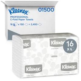 Kleenex® Folded Paper Towel 10.12X13.15 IN White C-Fold Coreless 150 Count/Pack 16 Packs/Case 2400 Count/Case