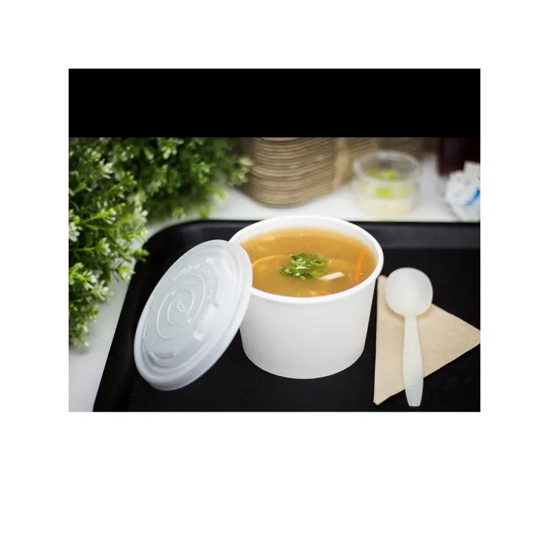 Food Container Base 16 OZ Paper PLA White Plain 500/Case