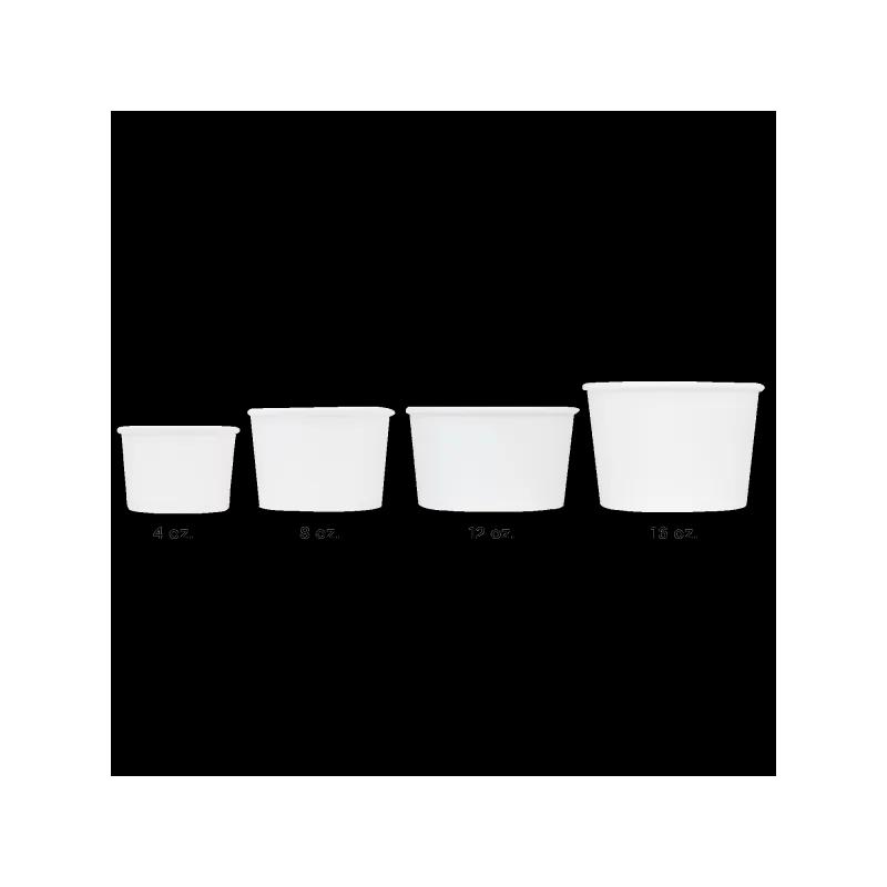 Food Container Base 16 OZ Paper PLA White Plain 500/Case