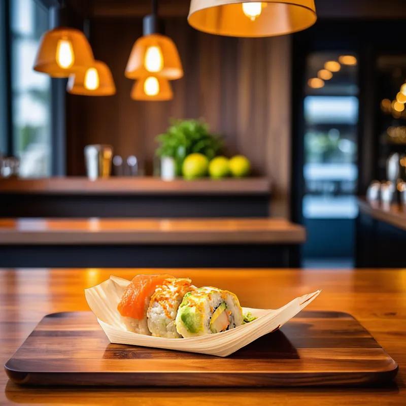 Food Tray 6.8 IN Wood Boat 500/Case