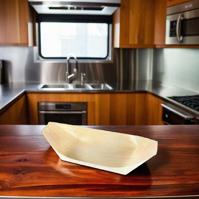 Food Tray 8 IN Wood Boat 500/Case
