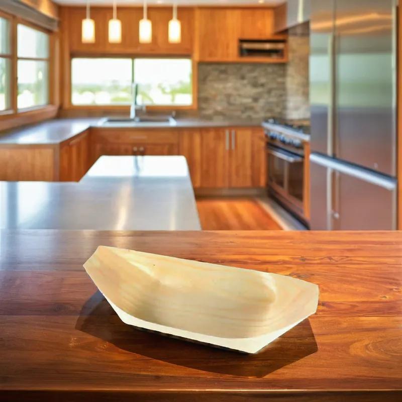 Food Tray 8 IN Wood Boat 500/Case