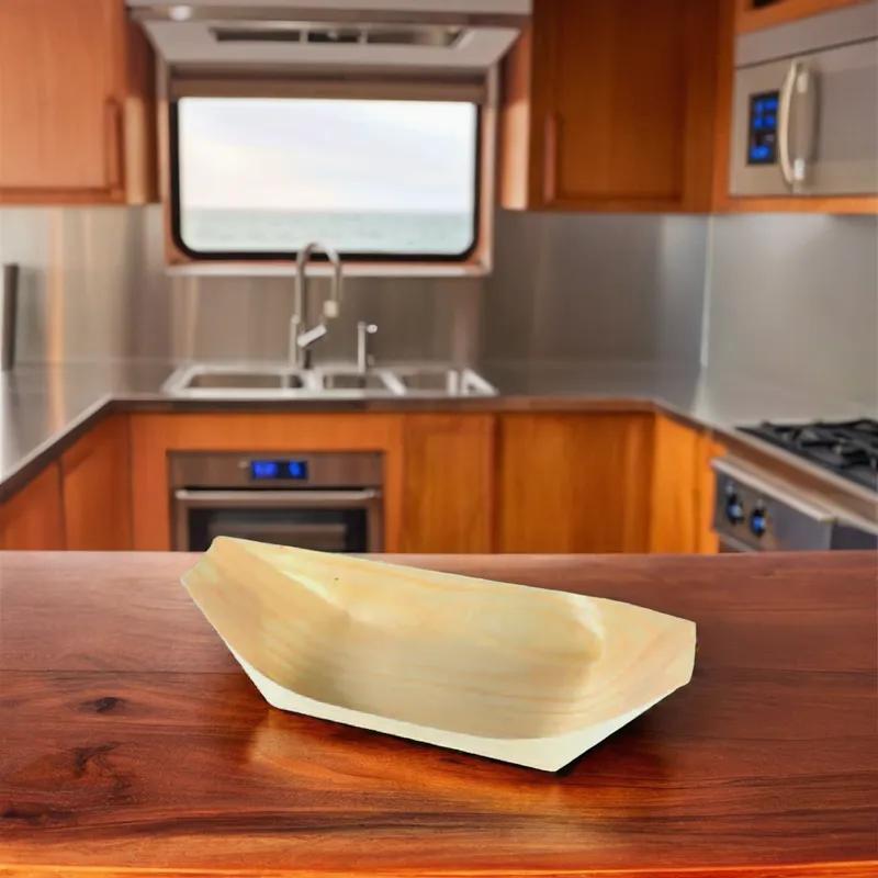 Food Tray 8 IN Wood Boat 500/Case