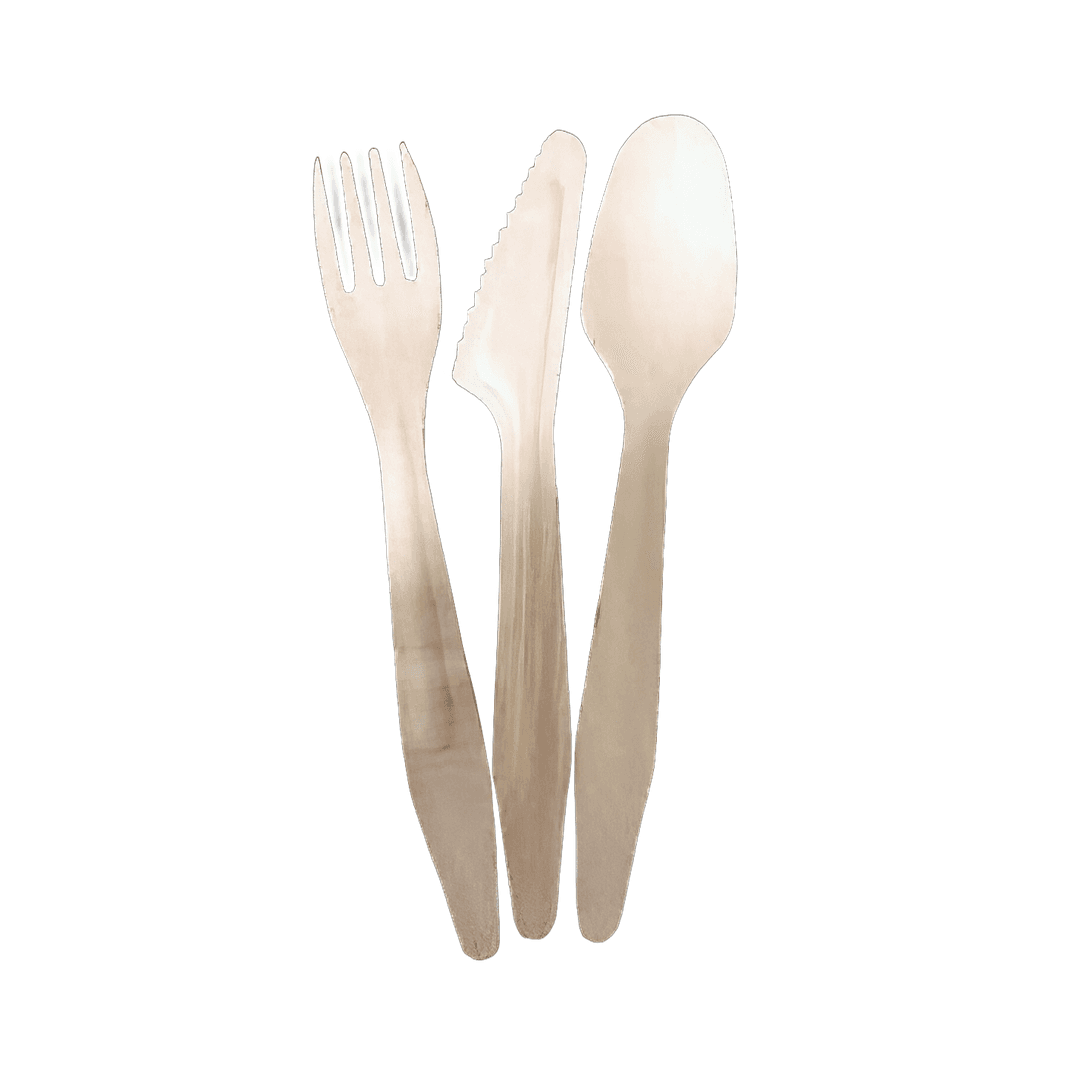 4PC Cutlery Kit Wood With Napkin,Fork,Knife,Spoon 200/Case