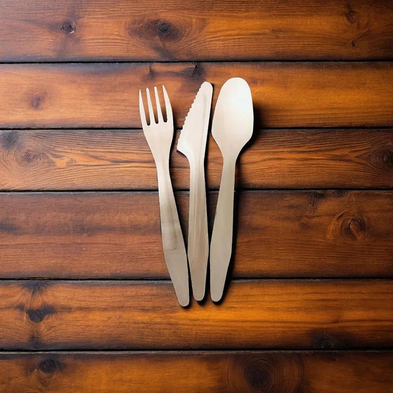 4PC Cutlery Kit Wood With Napkin,Fork,Knife,Spoon 200/Case