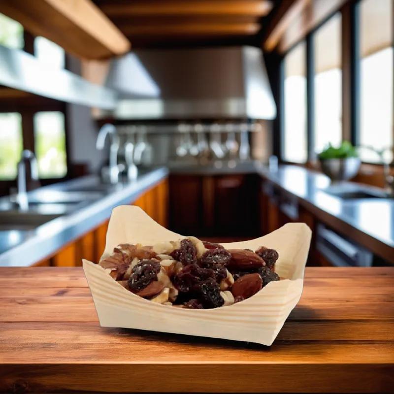 Food Tray 3X3 IN Wood Boat 500/Case