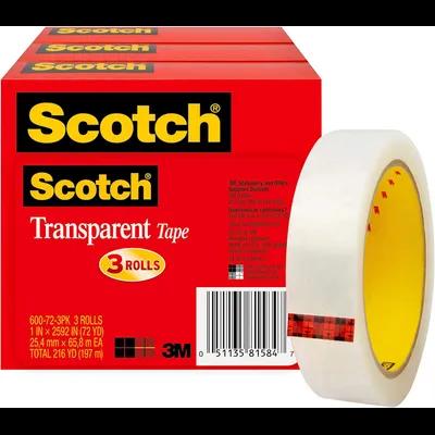 Tape 1IN X2592FT Clear With 3 IN Core Diameter 3/Pack