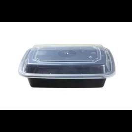 Take-Out Container Base & Lid Combo 24 OZ Black Rectangle 150/Case