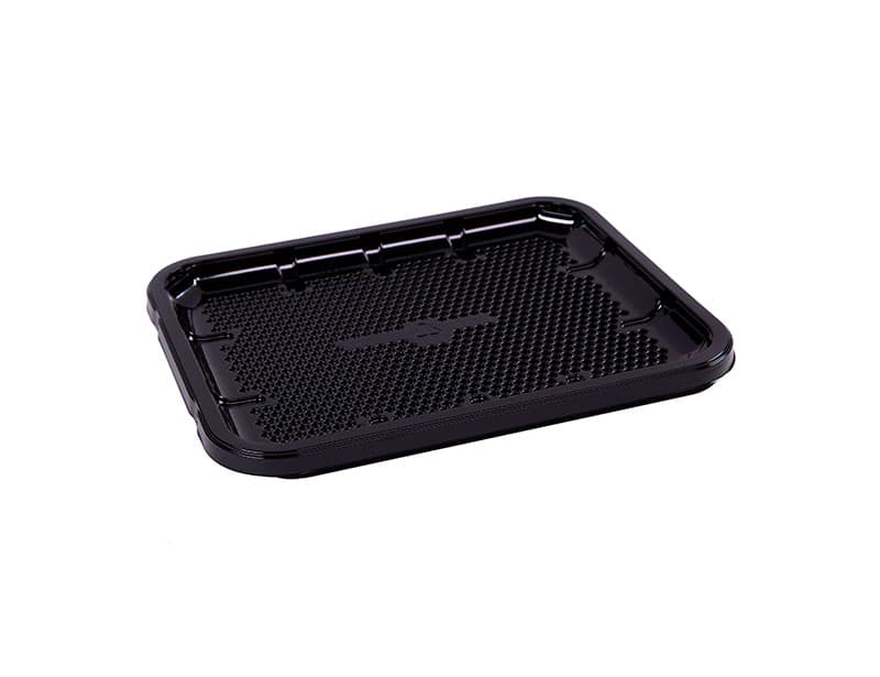 #4S Meat Tray 9.25X7.25X0.59 IN APET Shallow Black 300/Case