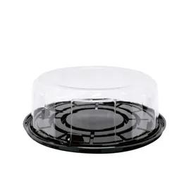 Cake Container & Lid Combo 8X3.7 IN PET Black Clear Round Single-Layer 100/Case