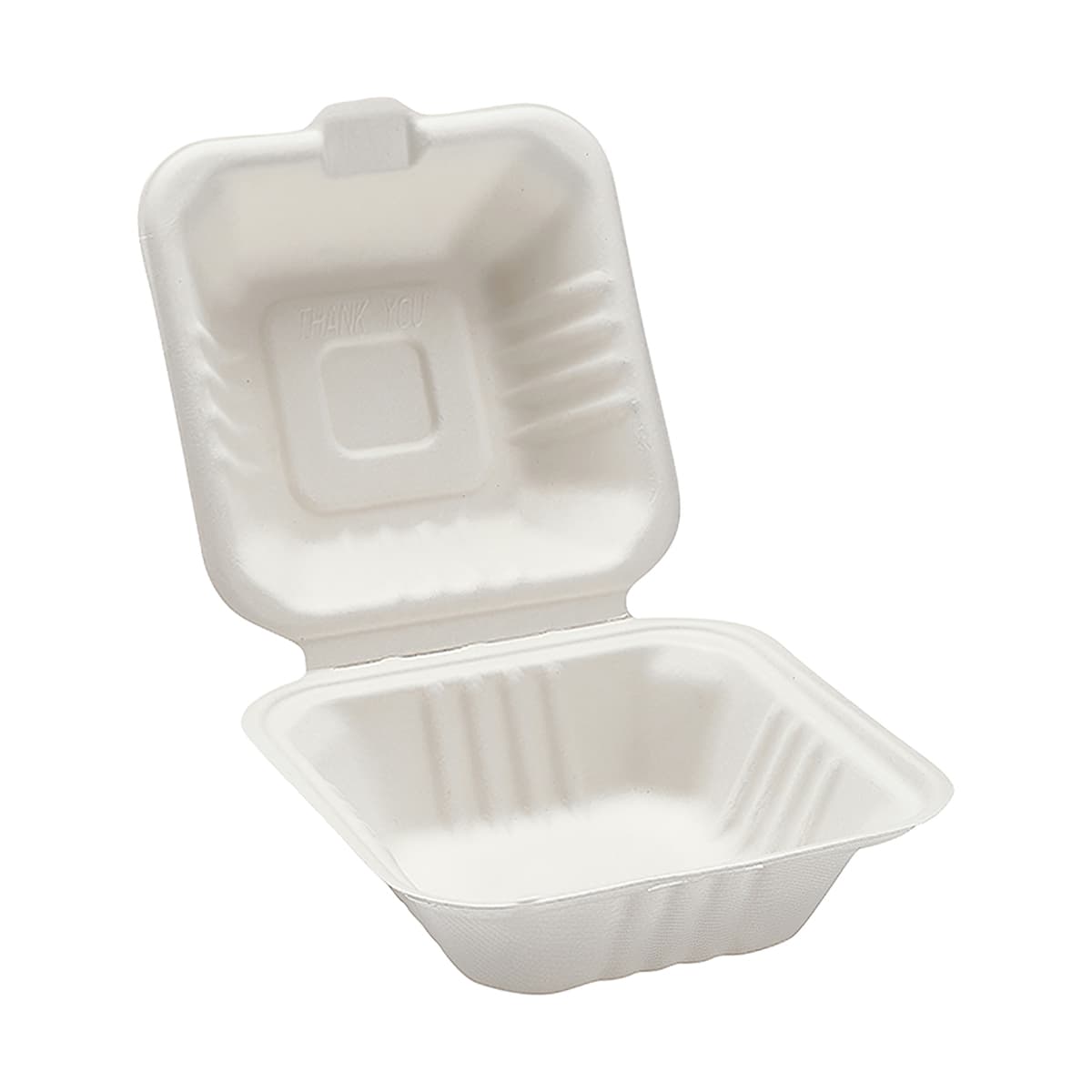 Take-Out Container Hinged 6X6X3 IN Pulp & Fiber 125 Count/Pack 4 Packs/Case 500 Count/Case