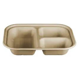 Cafeteria & School Lunch Tray Base 10X7.5X1.5 IN 3 Compartment Pulp Fiber Kraft Rectangle 400/Case
