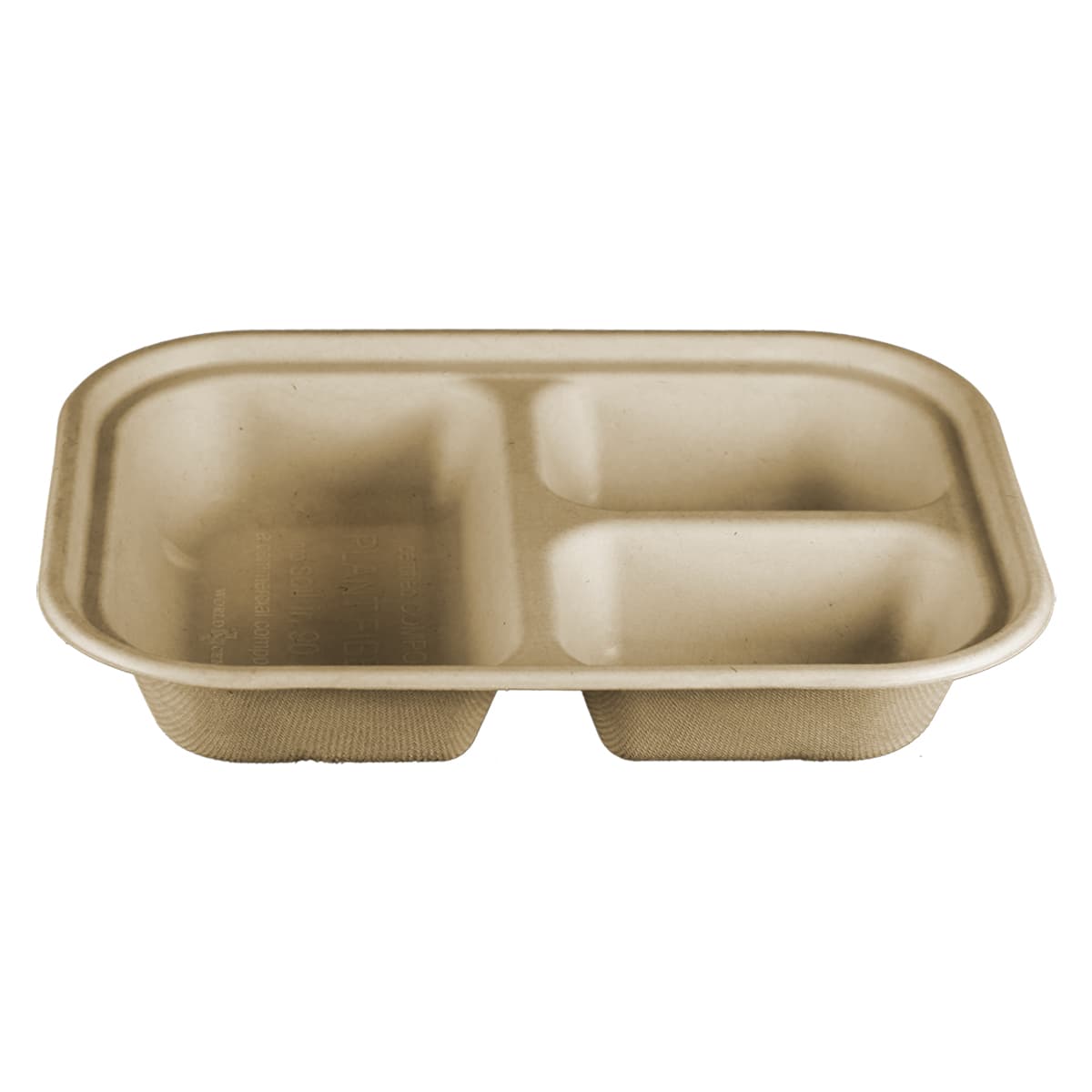Cafeteria & School Lunch Tray Base 10X7.5X1.5 IN 3 Compartment Pulp Fiber Kraft Rectangle 400/Case