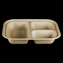 Cafeteria & School Lunch Tray Base 10X7.5X1.5 IN 3 Compartment Pulp Fiber Kraft Rectangle 400/Case
