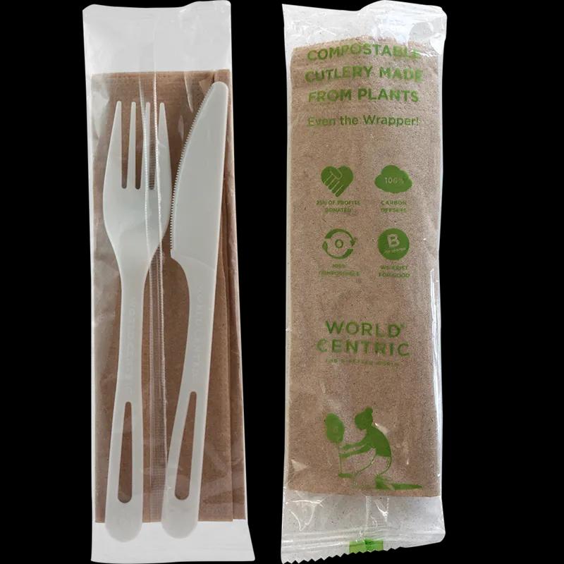 3PC Cutlery Kit TPLA Individually Wrapped With Napkin,Fork,Knife 500/Case