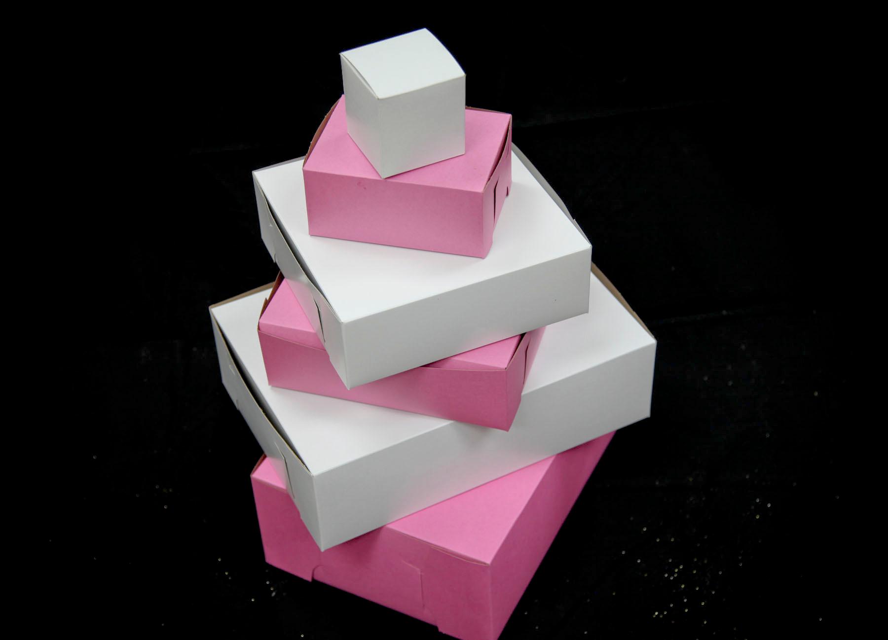 Bakery Box 7X7X4 IN Pink Square 200/Case