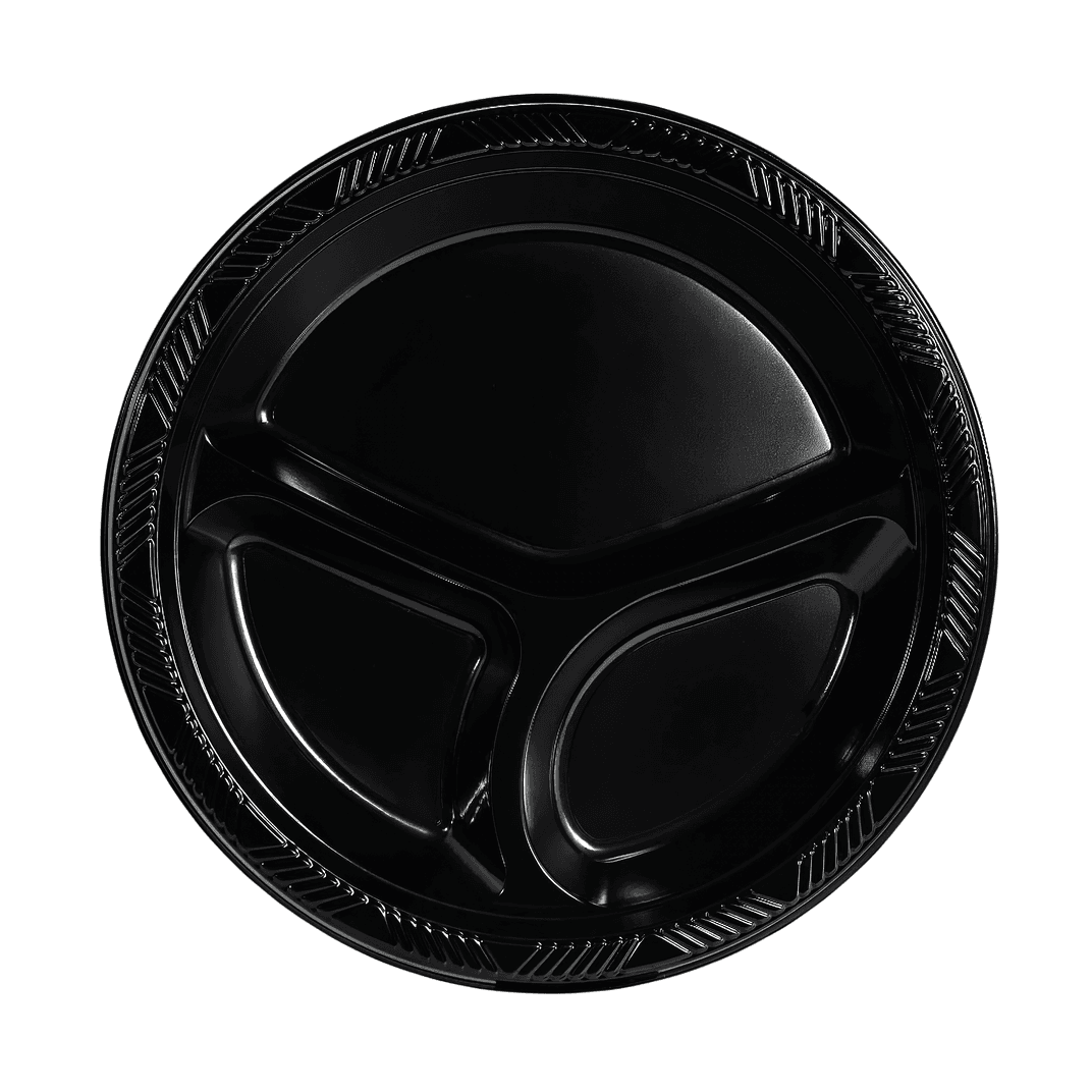 Impact Plate 10 IN 3 Compartment Plastic Black 400/Case