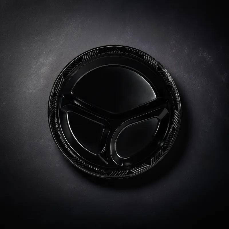 Impact Plate 10 IN 3 Compartment Plastic Black 400/Case