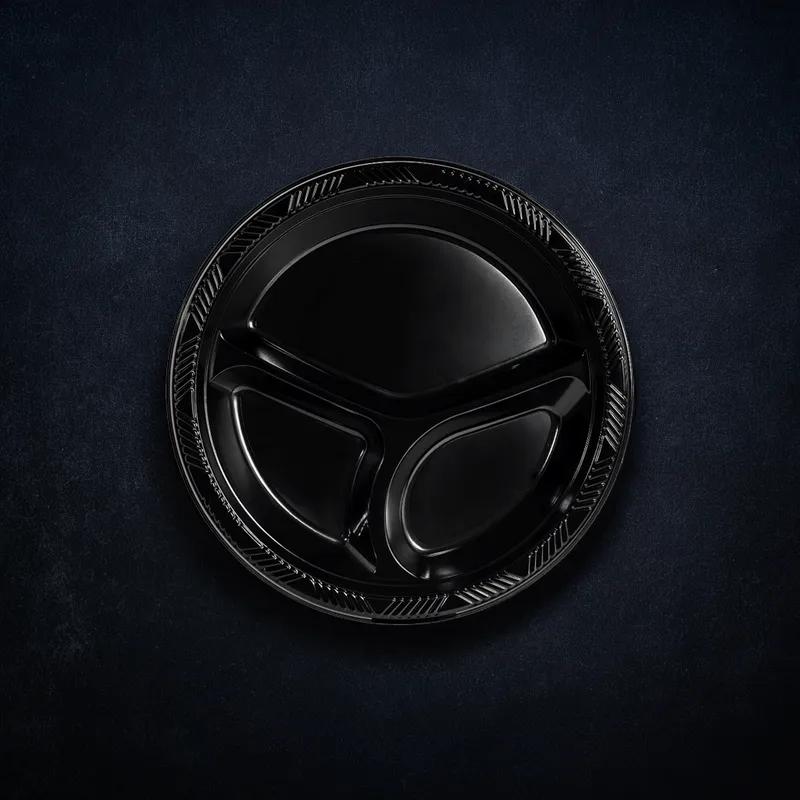 Impact Plate 10 IN 3 Compartment Plastic Black 400/Case