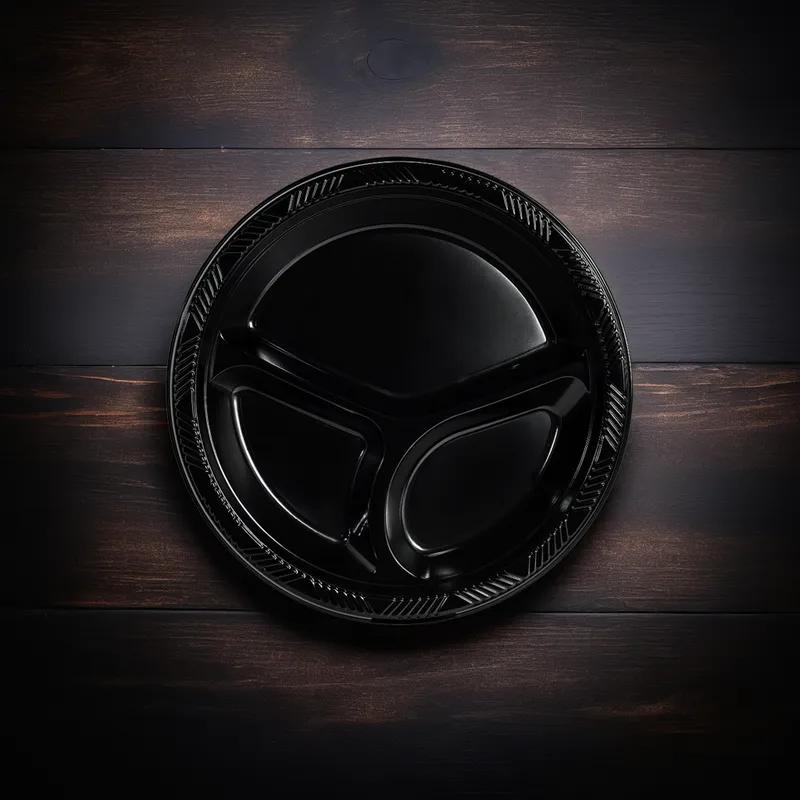 Impact Plate 10 IN 3 Compartment Plastic Black 400/Case