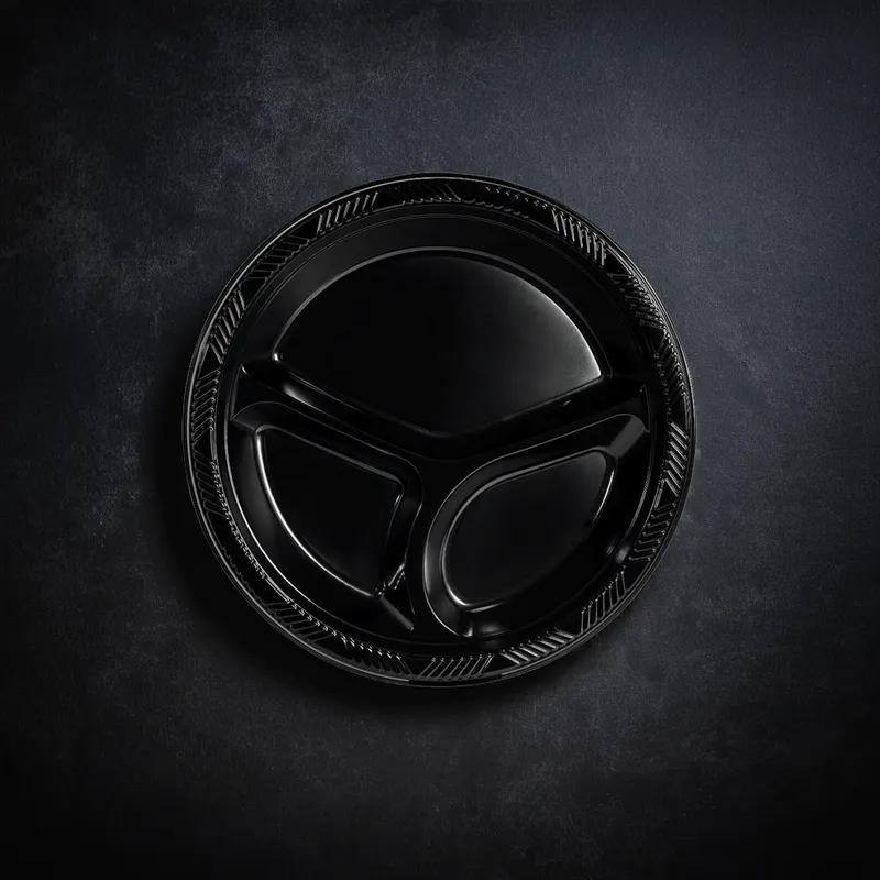 Impact Plate 10 IN 3 Compartment Plastic Black 400/Case