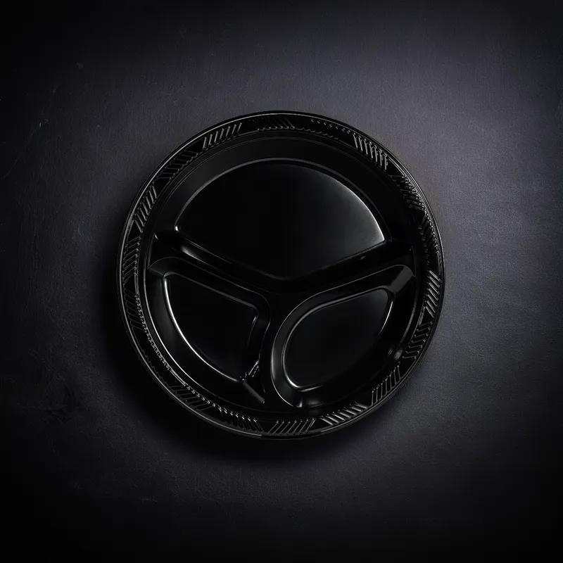 Impact Plate 10 IN 3 Compartment Plastic Black 400/Case
