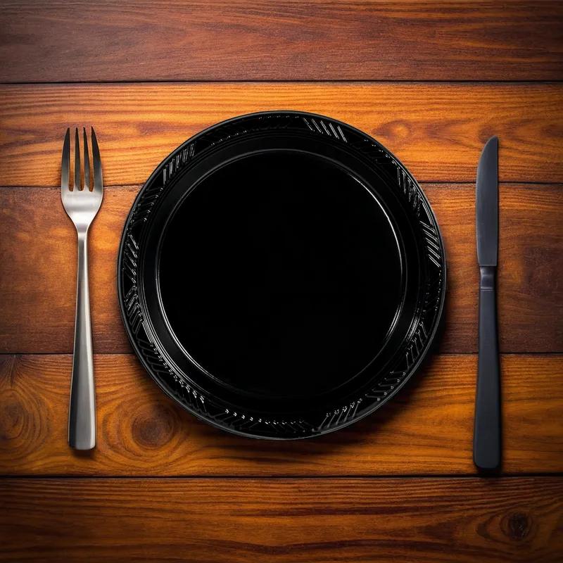 Plate 7 IN Plastic Black High Impact 1000/Case