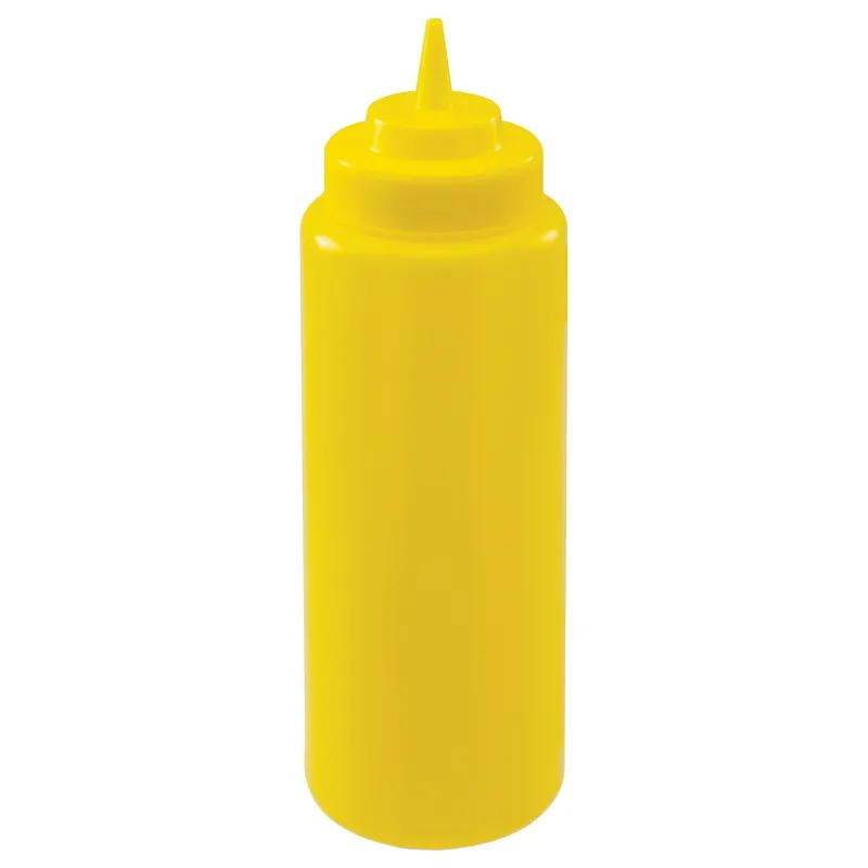 Squeeze Bottle 3.25X10.625 IN 32 OZ Plastic Yellow Wide Mouth Dishwasher Safe 6/Pack