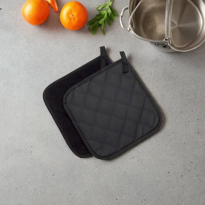 Pot Holder 8X8 IN PyroTex® Terry Cloth Black Square 1/Pair