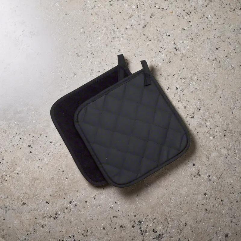 Pot Holder 8X8 IN PyroTex® Terry Cloth Black Square 1/Pair