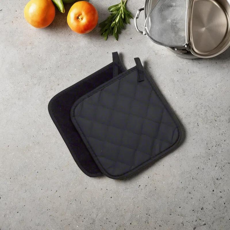 Pot Holder 8X8 IN PyroTex® Terry Cloth Black Square 1/Pair