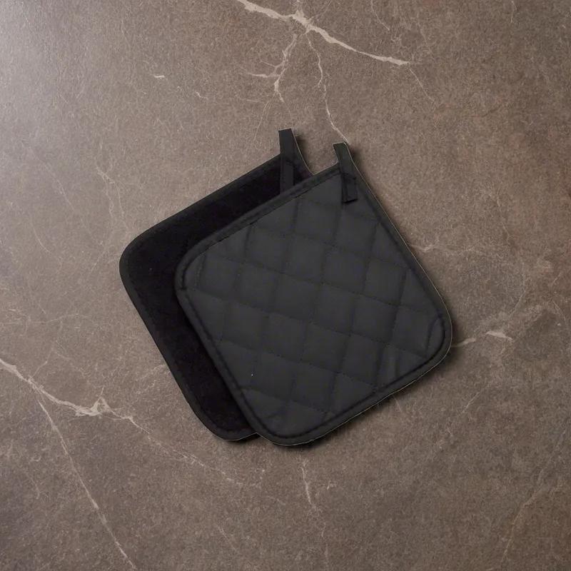Pot Holder 8X8 IN PyroTex® Terry Cloth Black Square 1/Pair
